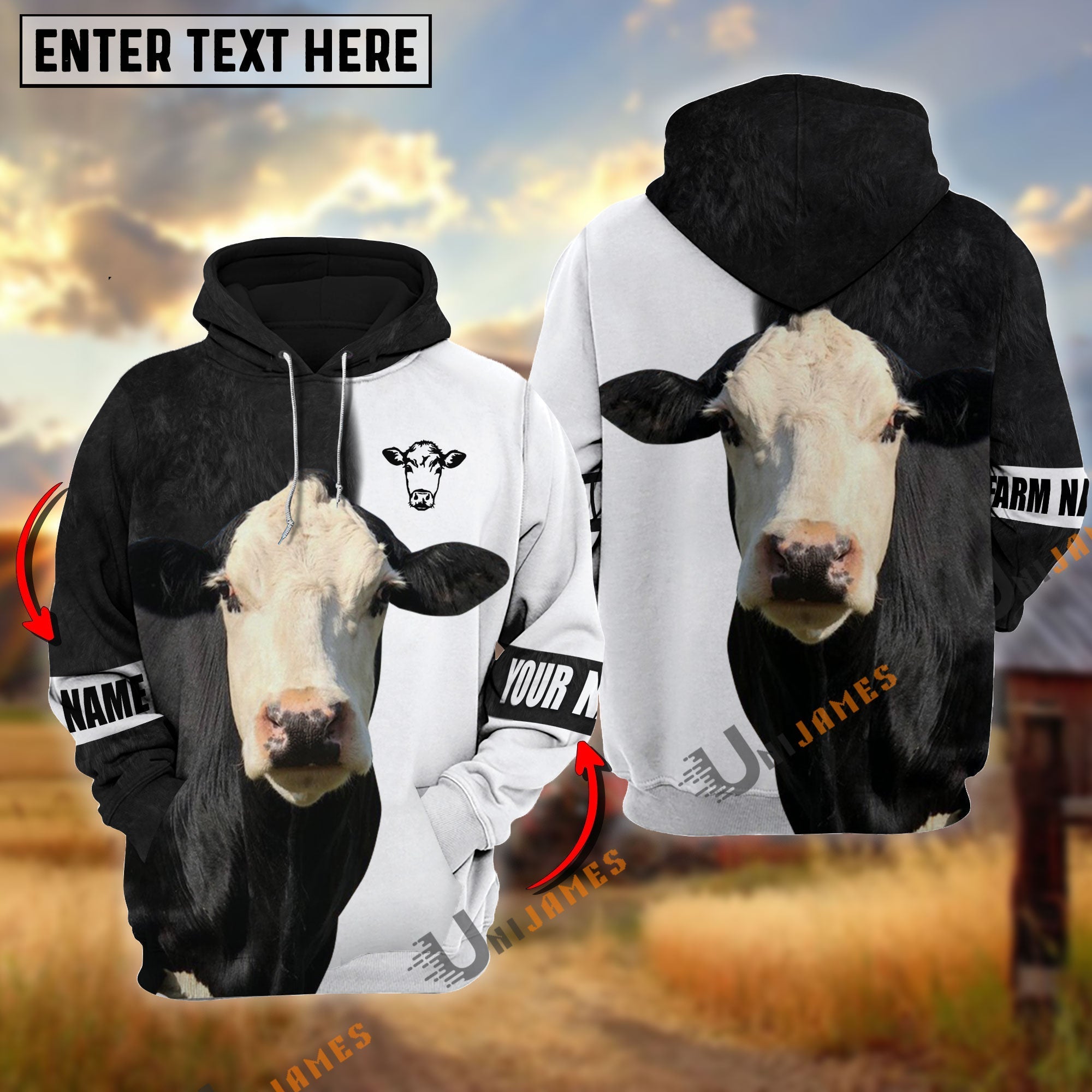 Black Baldy Cattle And White Personalized Name Shirt
