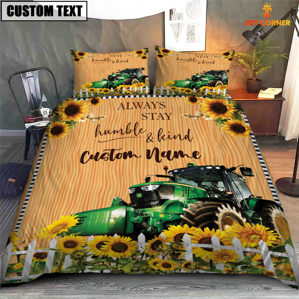 Tractor Stay Humble And Kind Custom Name Bedding Set