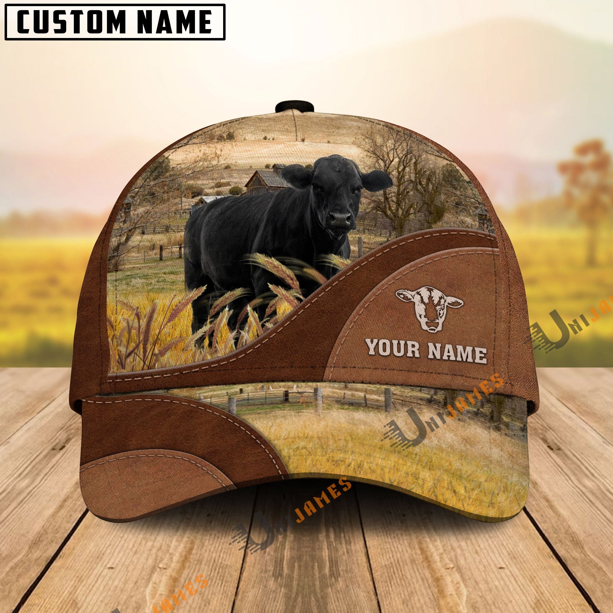 Black Angus Farm Living Pattern Customized Name Cap