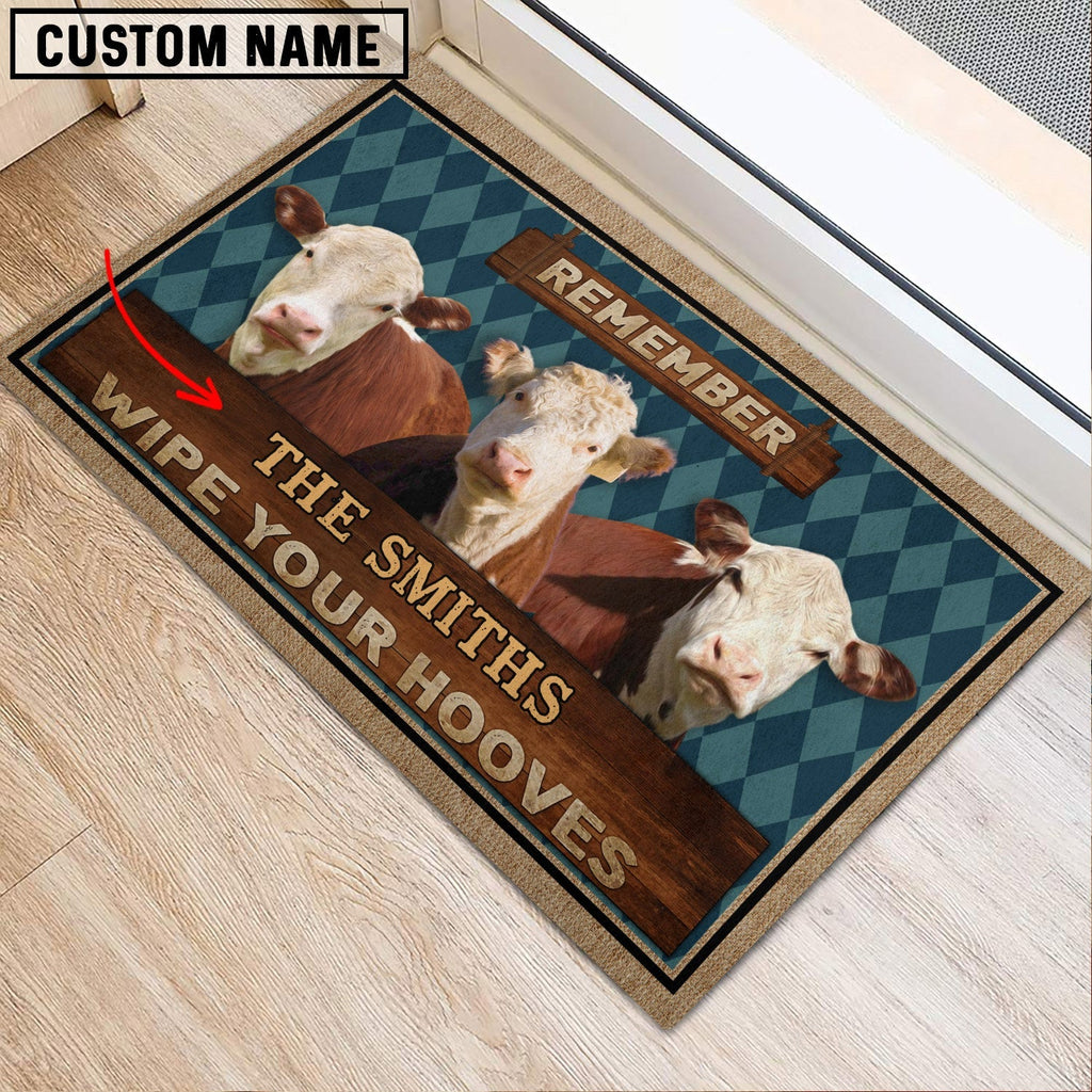 Hereford Wipe Your Hooves Custom Name Doormat