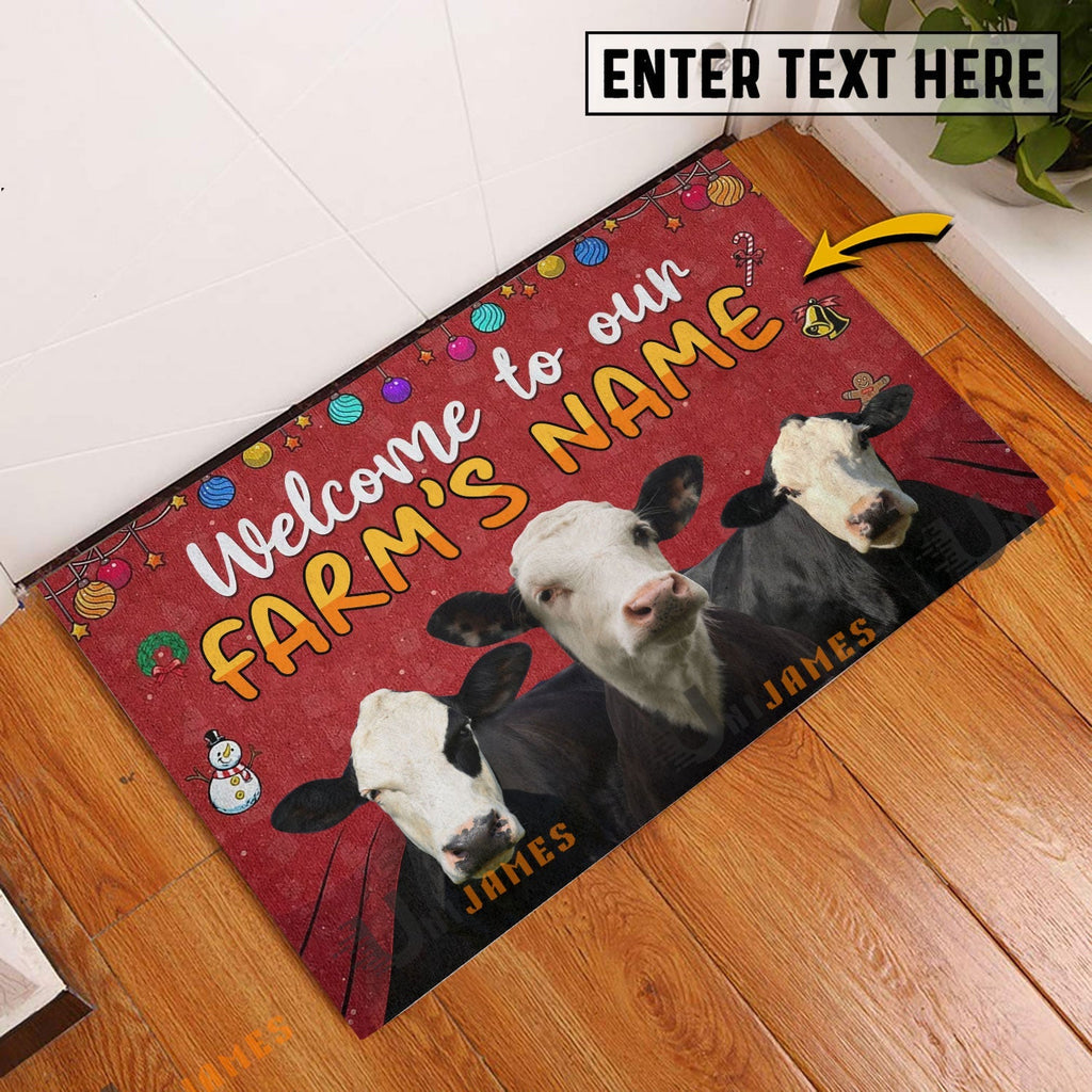 Black Baldy Christmas Custom Name Doormat