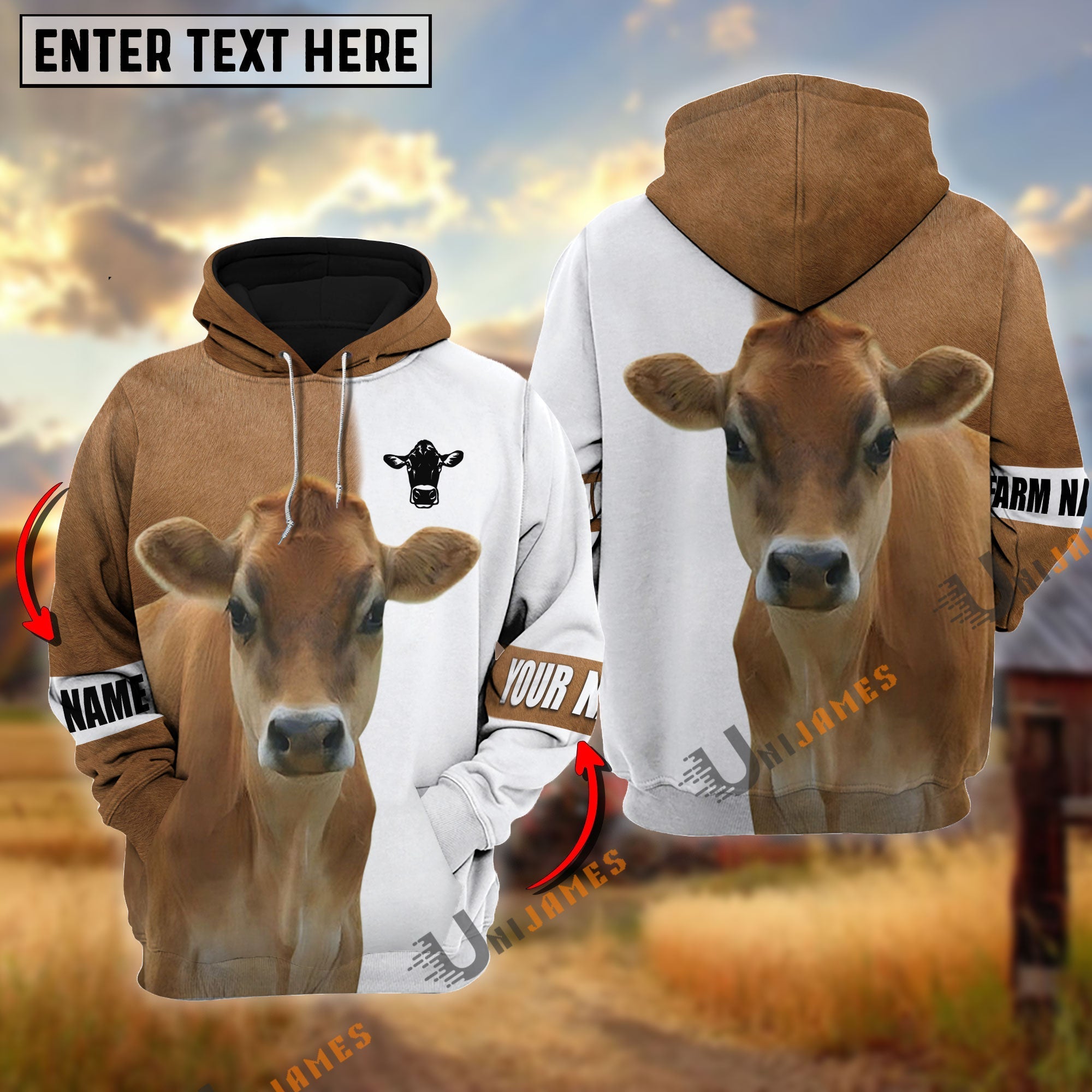 Jersey Cattle And White Personalized Name Shirt