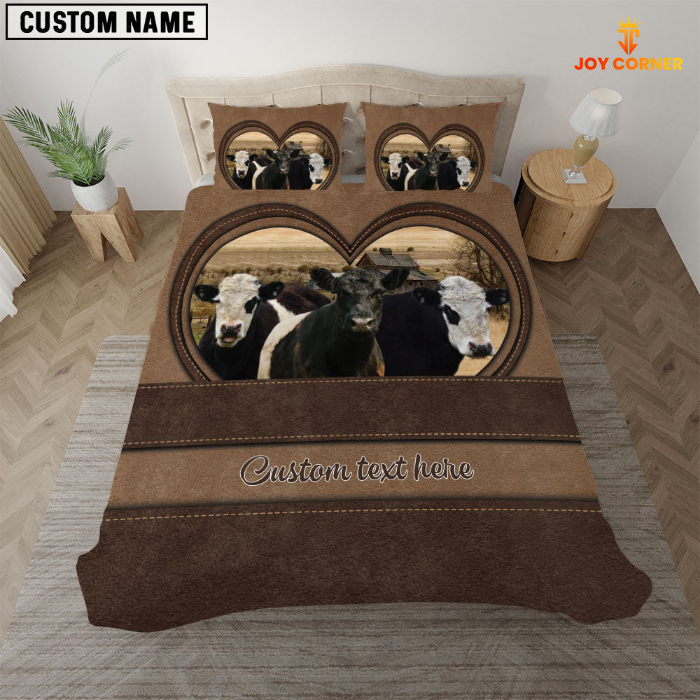 Belted Galloway In Heart Custom Name Bedding Set
