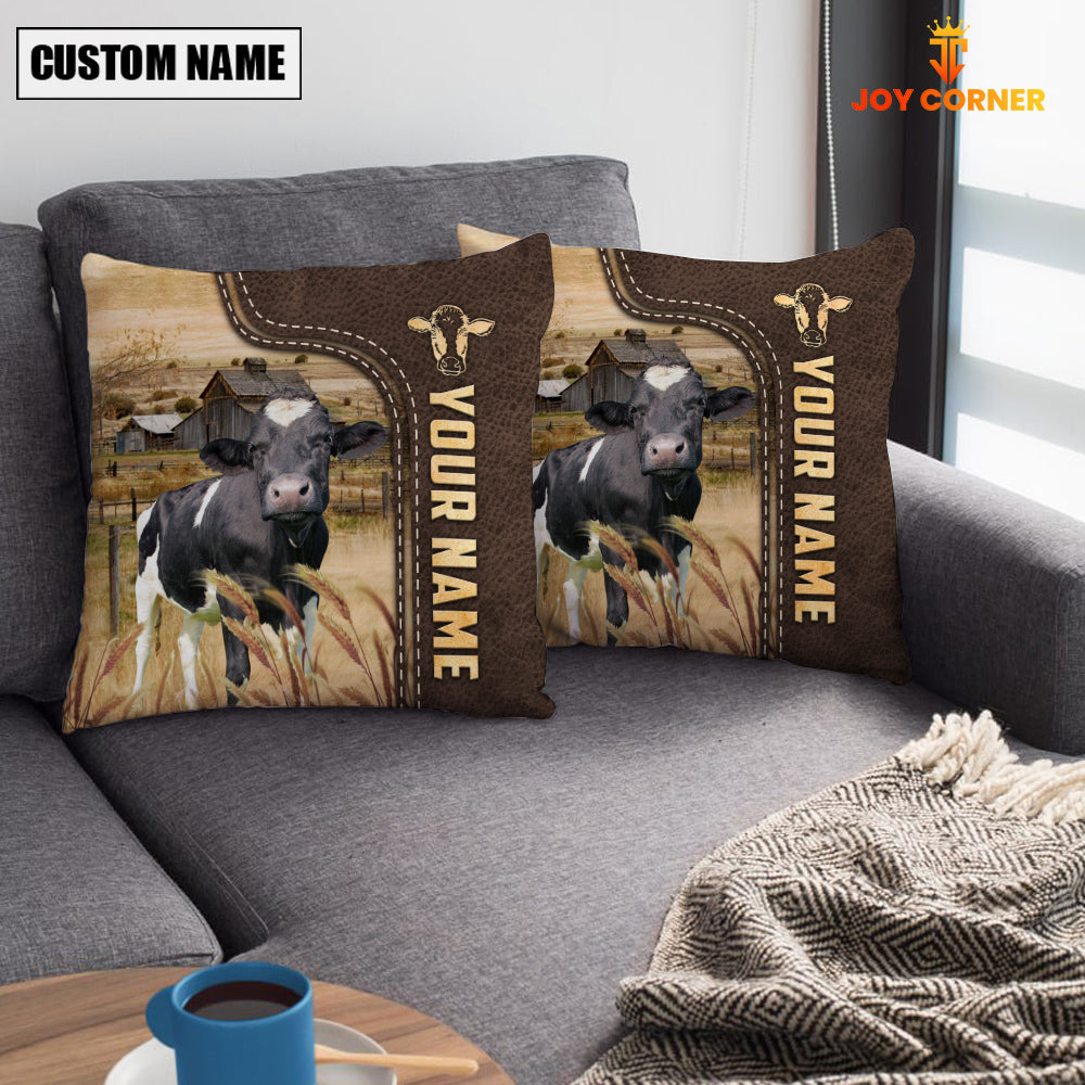 Holstein Custom Name Leather Pattern Pillow Case
