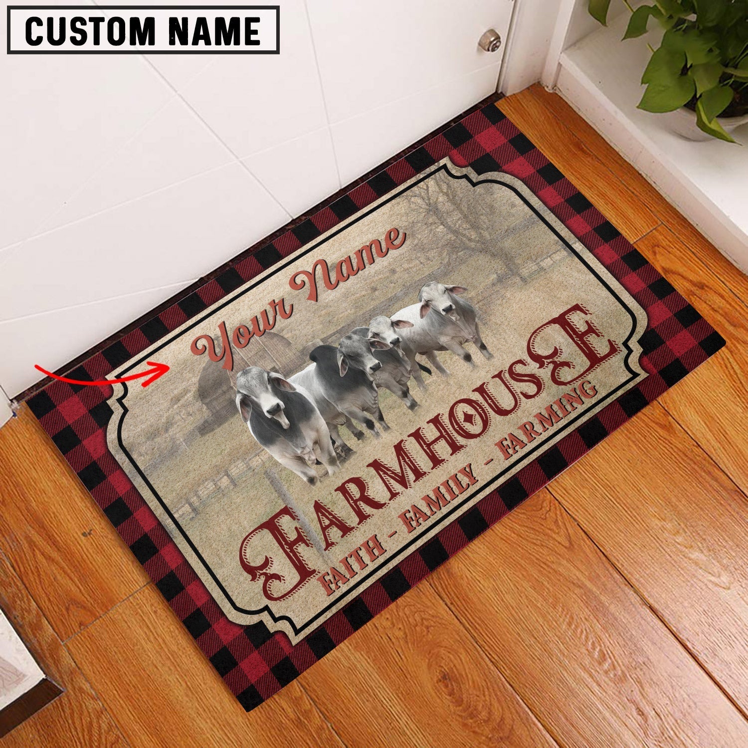 Brahman Faith Family Farming Custom Name Doormat