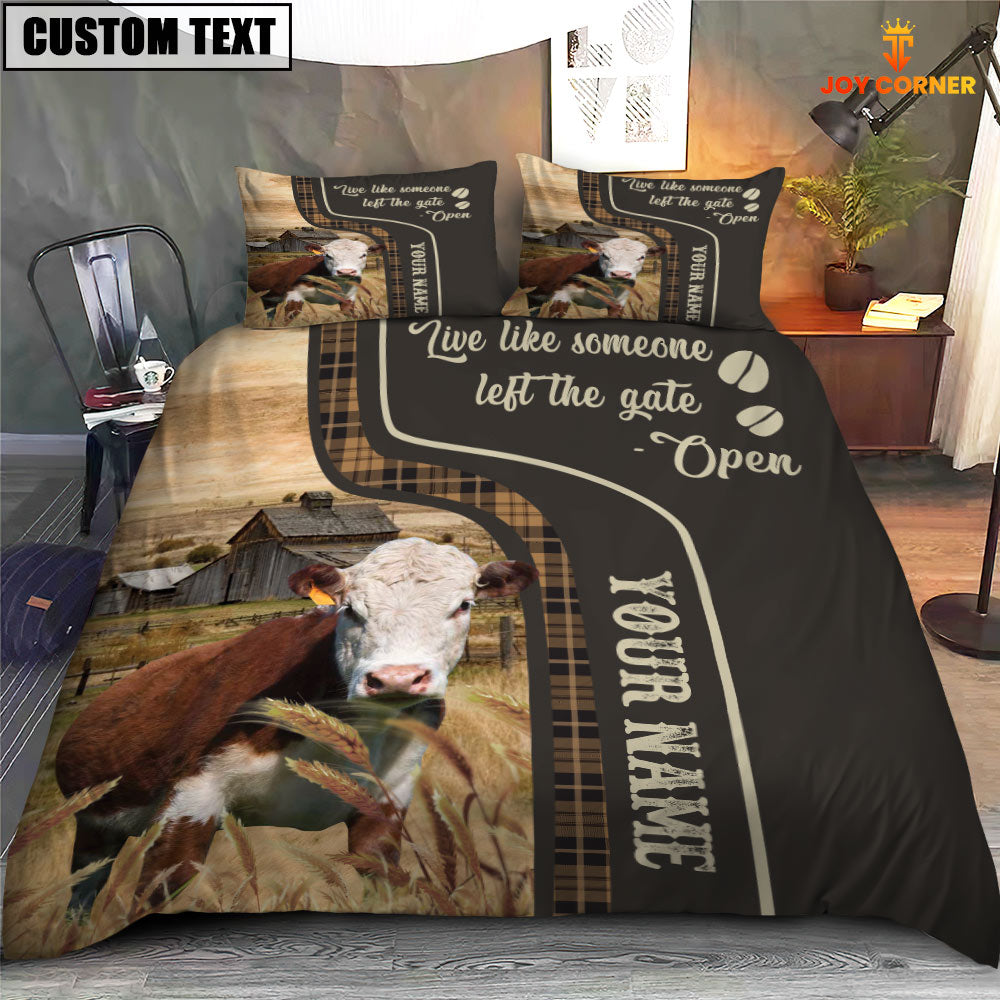 Hereford Like Someone Left The Gate Open Customized Name 3D Bedding Set