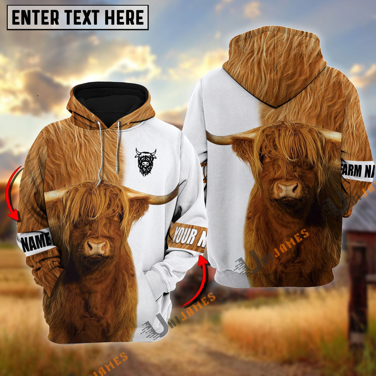 Highland Cattle And White Personalized Name Shirt
