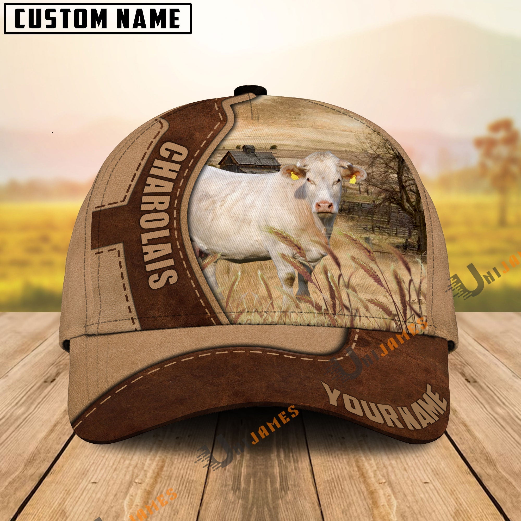 Charolais Suede Pattern Customized Name Cap