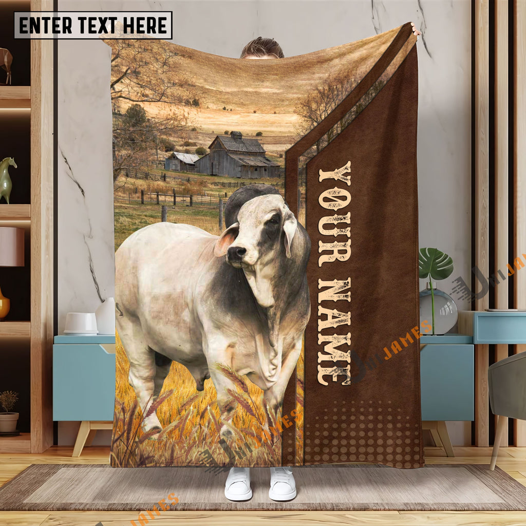Personalized Name Brahman Farming Life Pattern Blanket