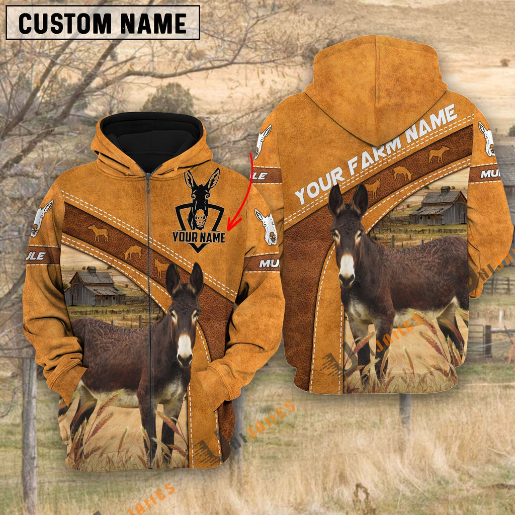 Personalized Name Farm Mules Cattle 3D Hoodie