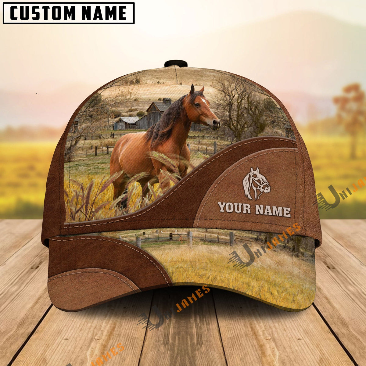 Horse Farm Living Pattern Customized Name Cap