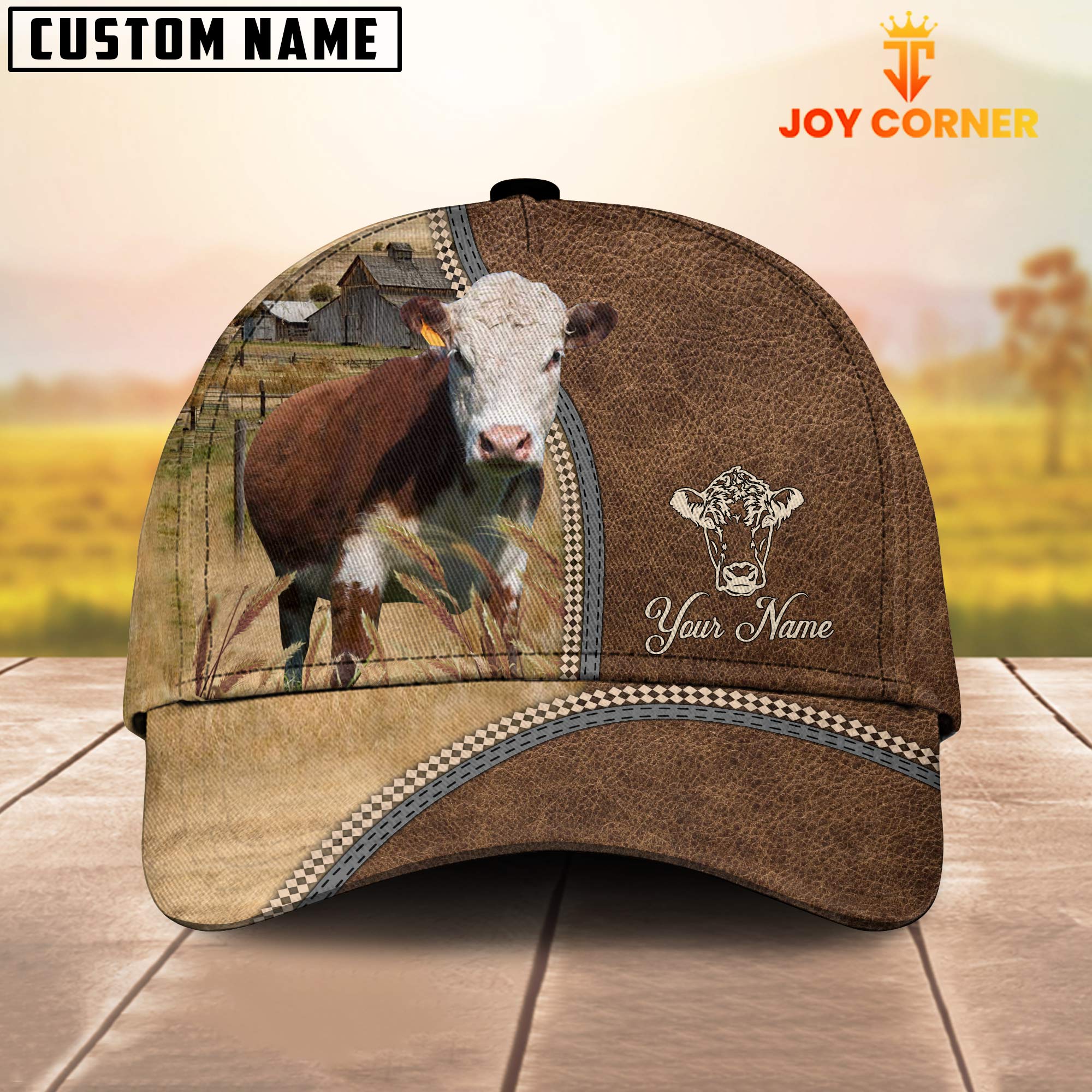 Personalized Name Hereford Farming Cap