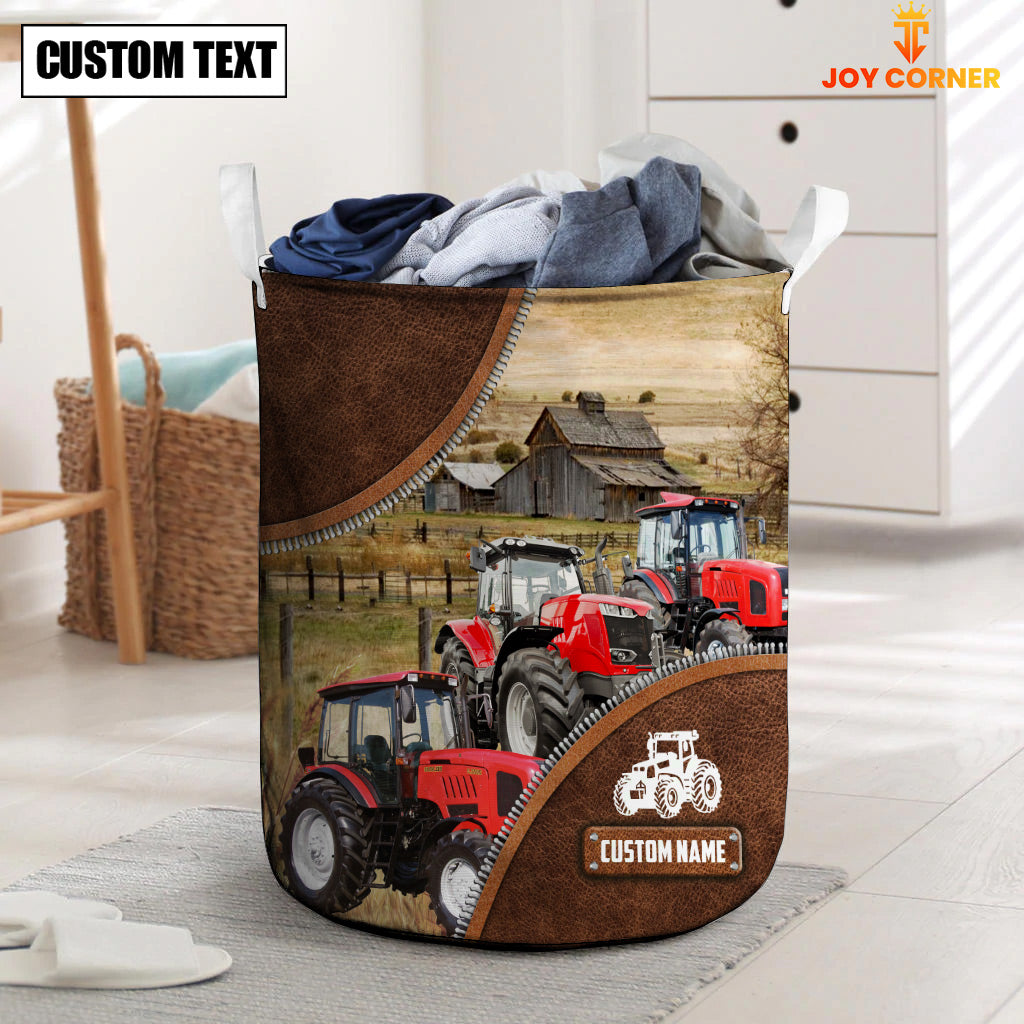 Red Tractor Custom Name Laundry Basket