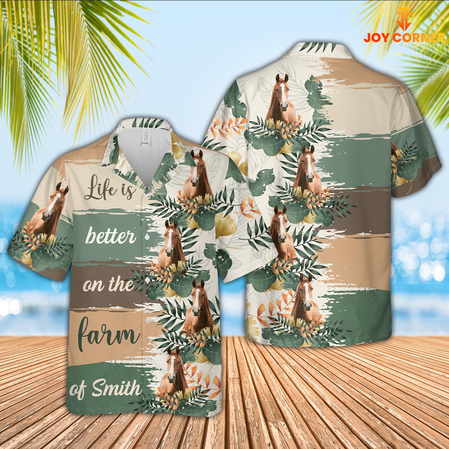 Custom Name Horse Life Is Better On The Farm Hawaiian Shirt