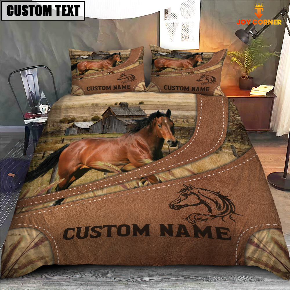 Custom Name Horse On Farm Bedding Set