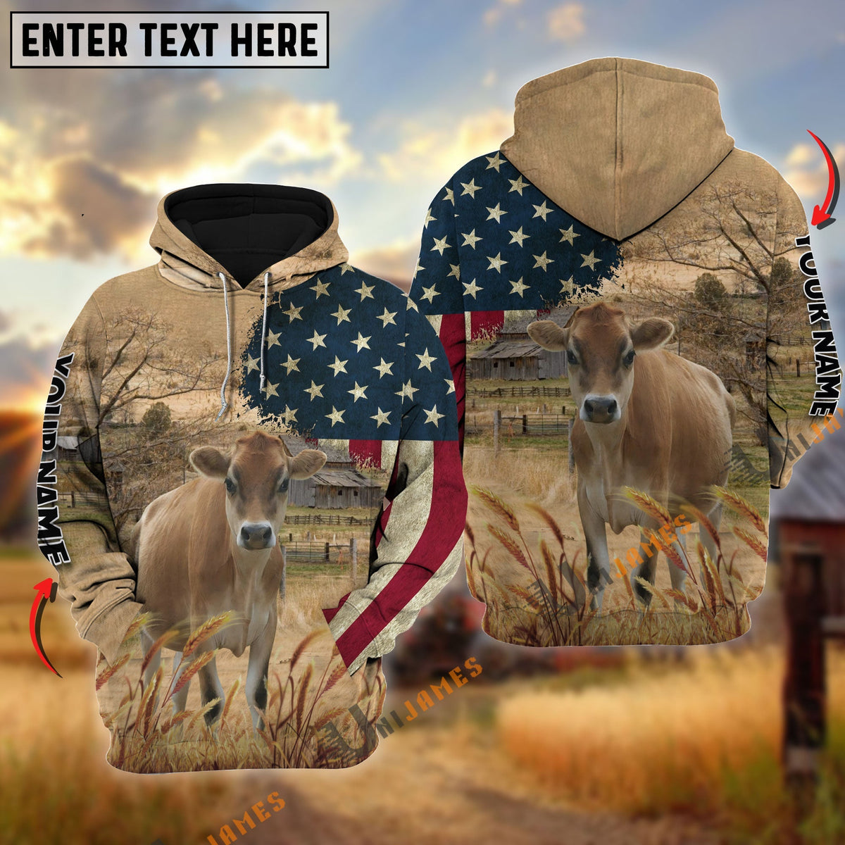 Jersey US Flag Customized Name 3D Hoodie