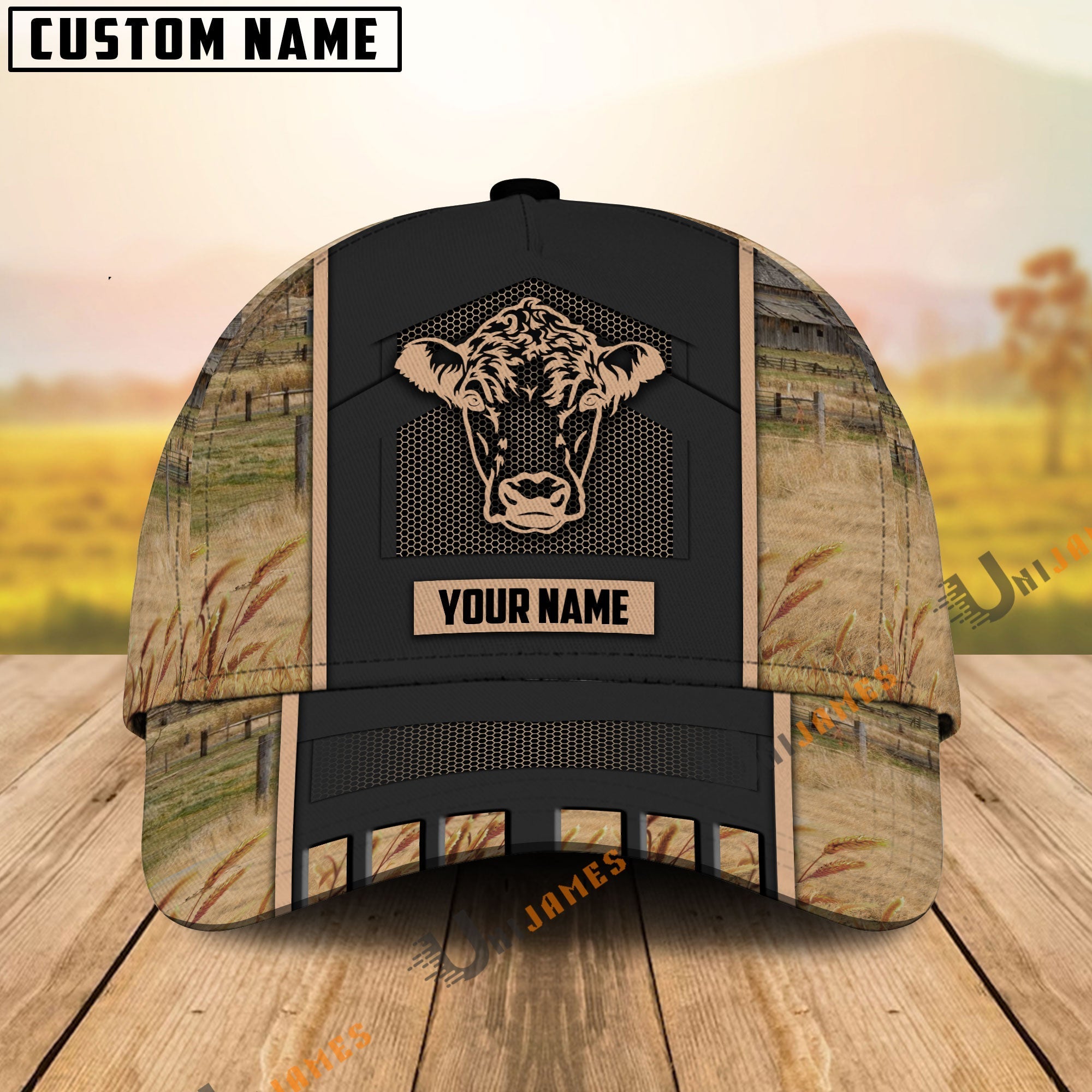 Hereford Cattle Customized Name Cap