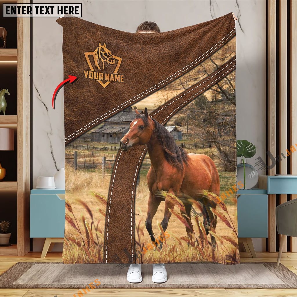 Personalized Name Horse Brown Blanket
