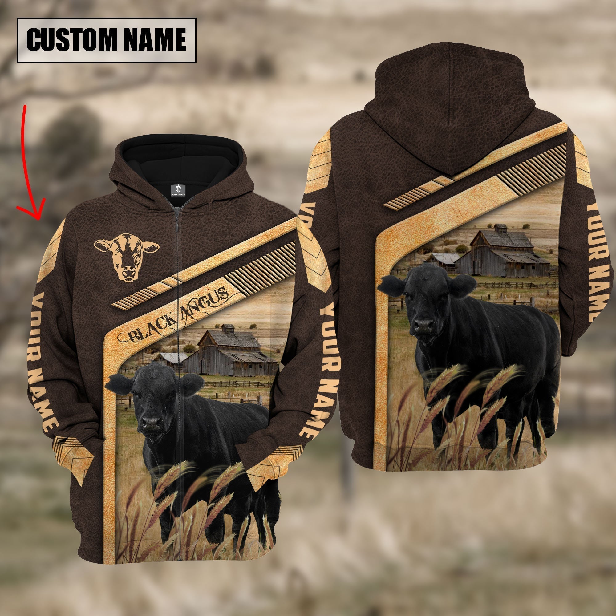 Black Angus On The Meadow Custom Name Hoodie