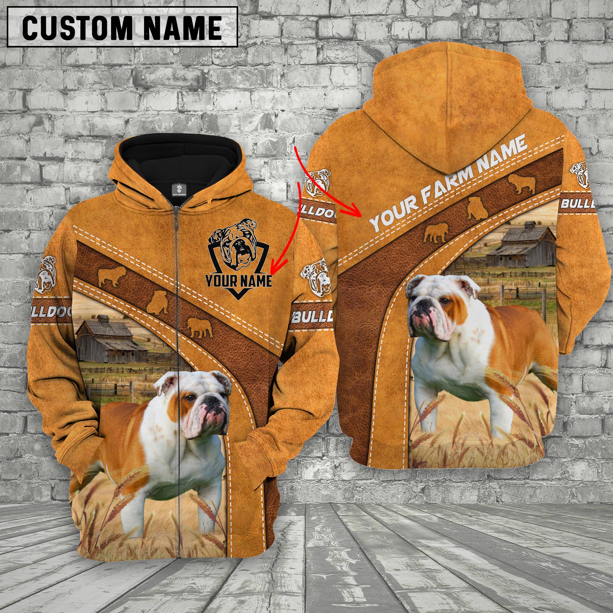 Bulldog Custom Name Printed 3D Hoodie