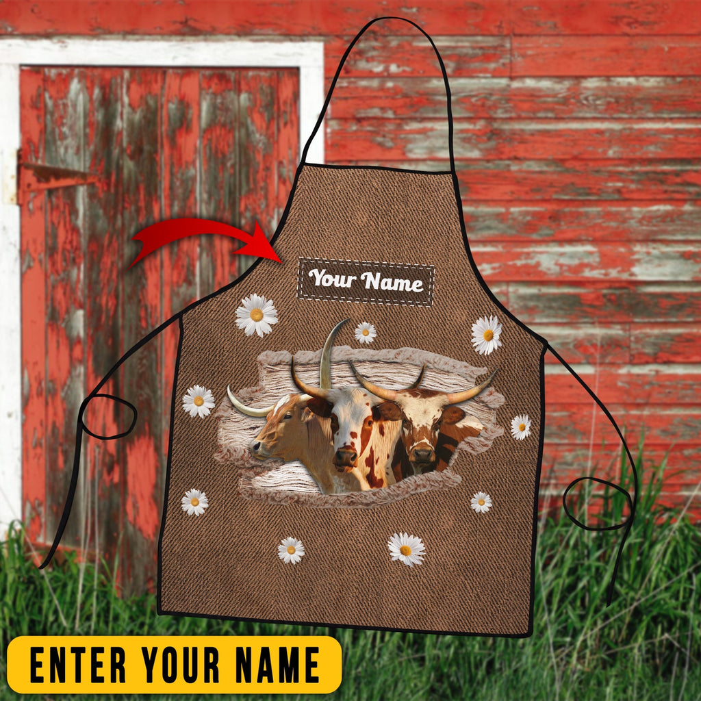 Personalized Name Texas Longhorn Happiness 3D Apron