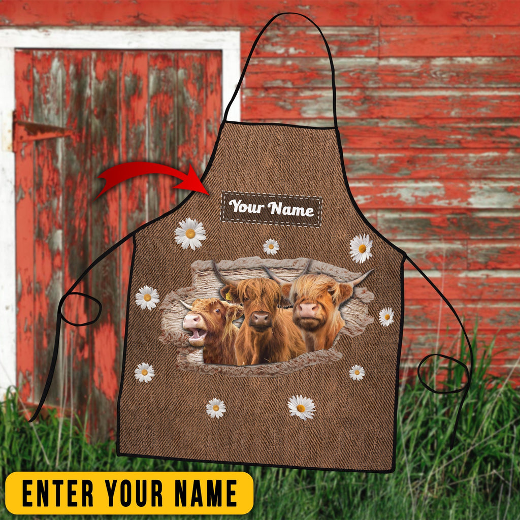 Personalized Name Highland Happiness 3D Apron