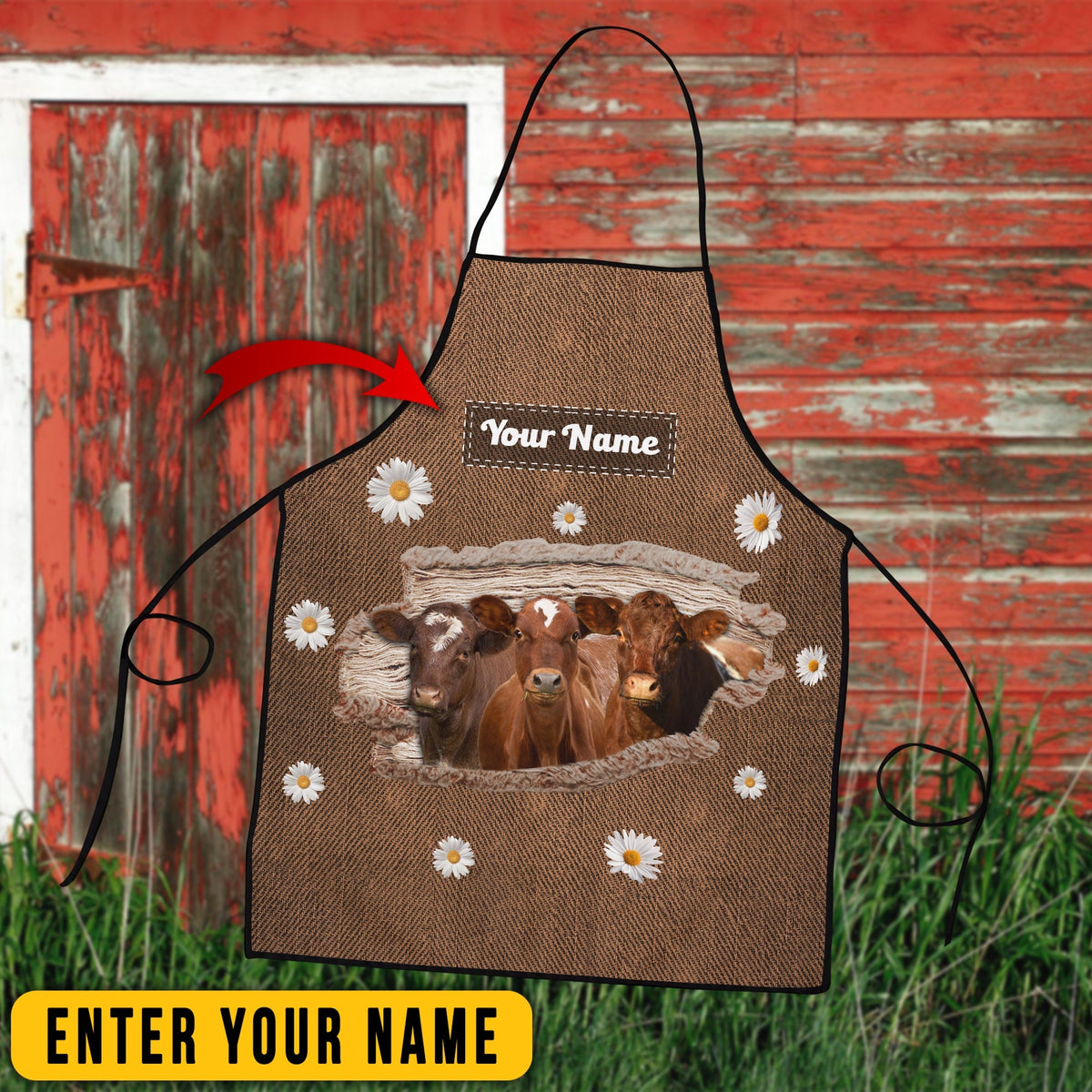 Personalized Name Shorthorn Happiness 3D Apron
