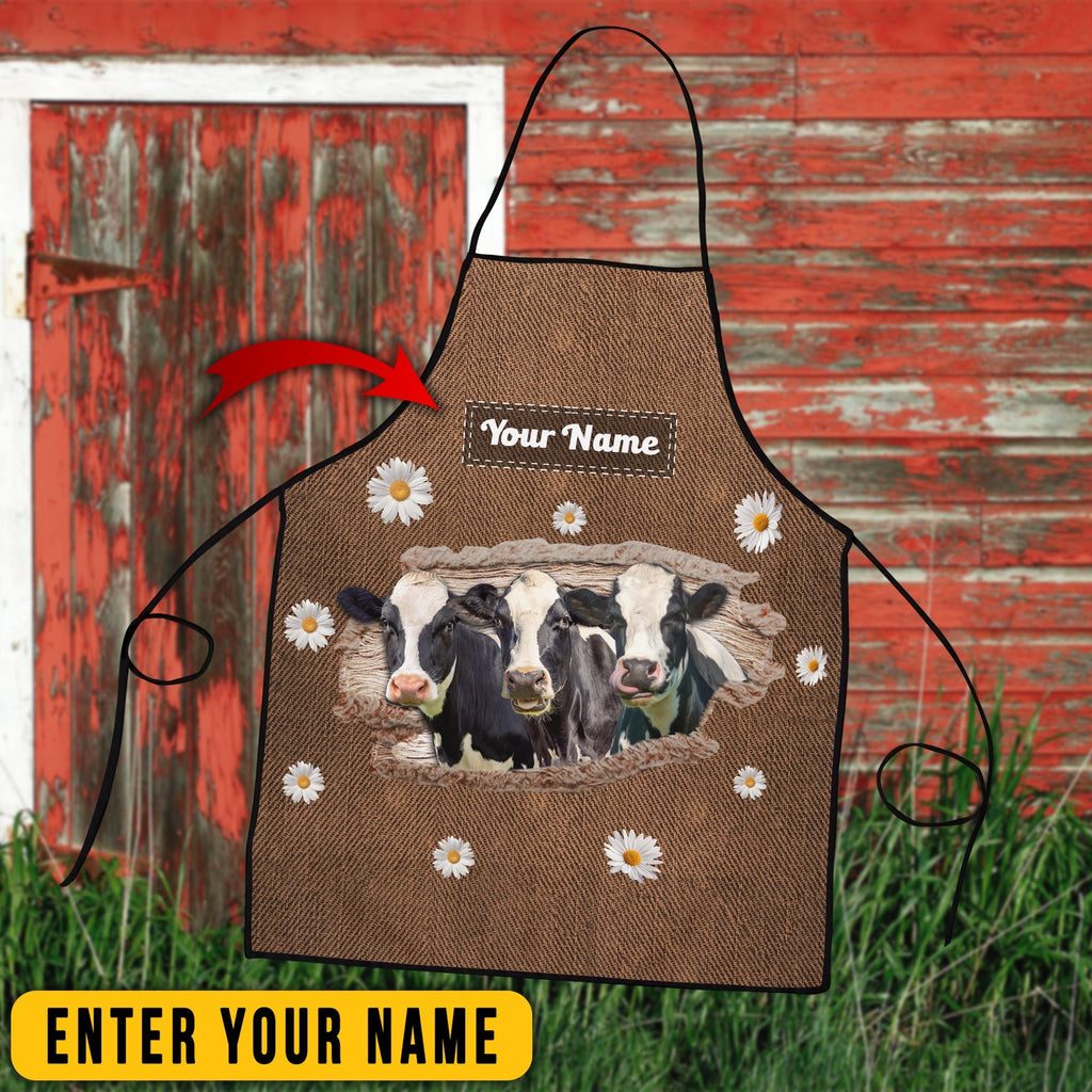 Personalized Name Holstein Happiness 3D Apron