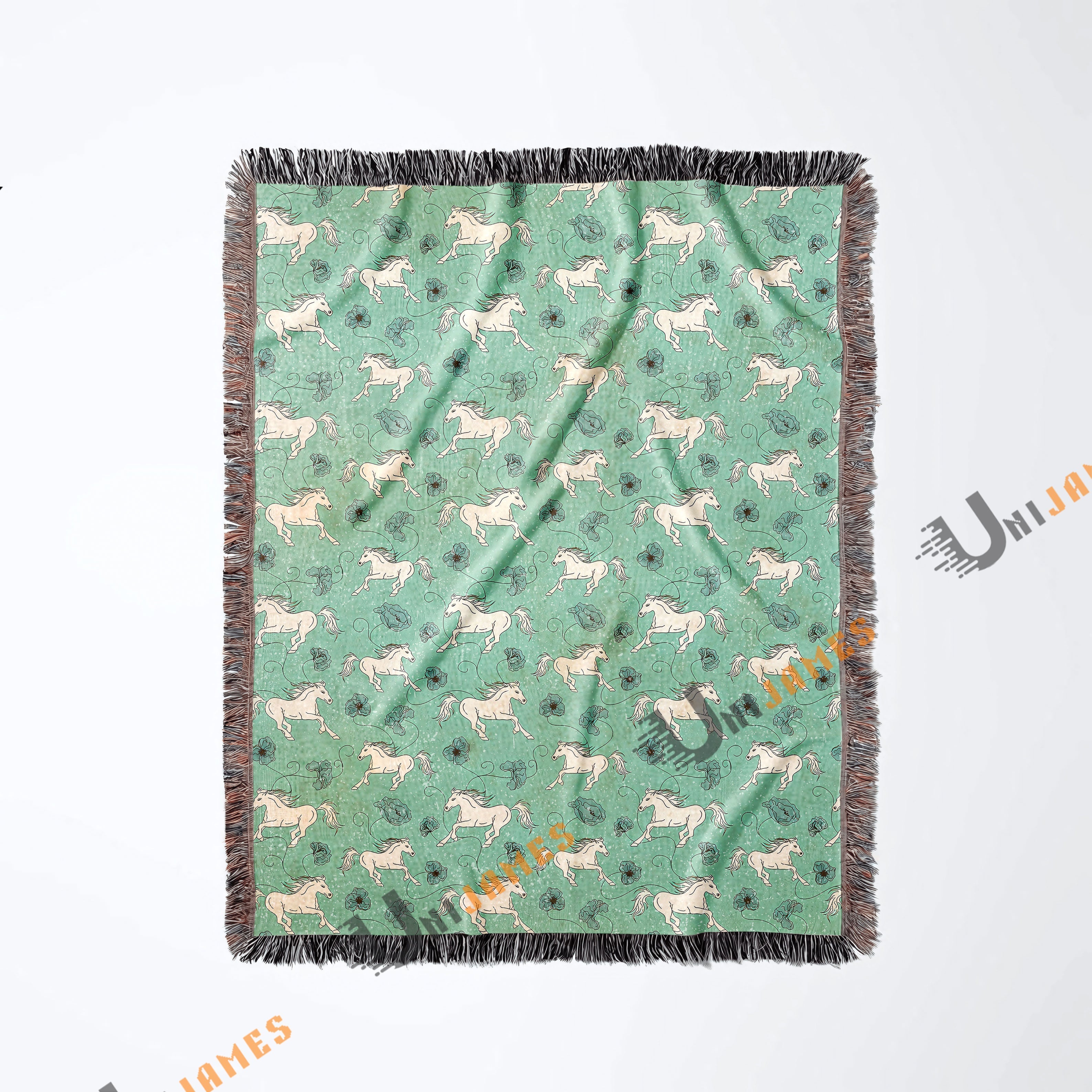 Horse Mint Pattern Woven Blanket