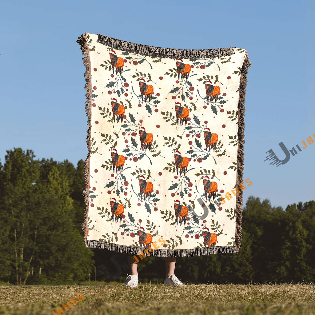 Horse Christmas Pattern Woven Blanket