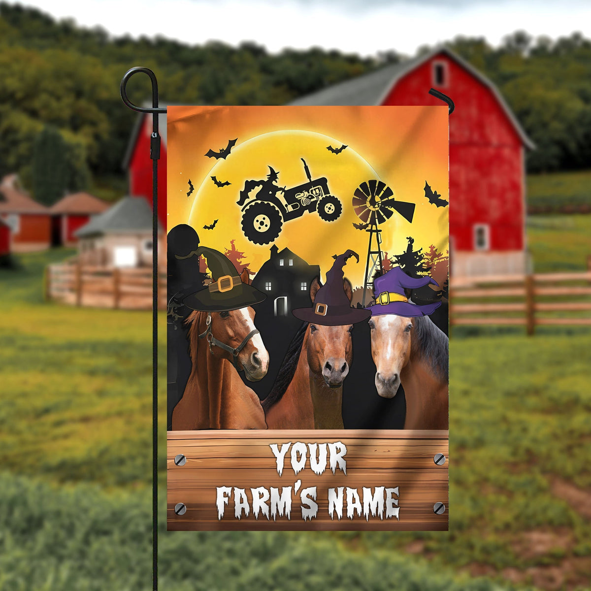 Horse Farming Customized Name 3D Flag