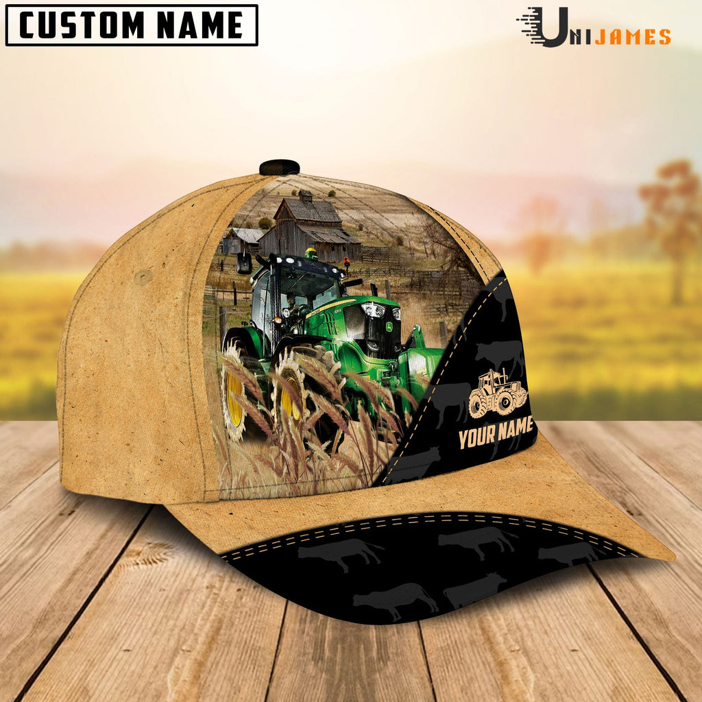 Tractor Cattle Black & Yellow Personalized Name Cap