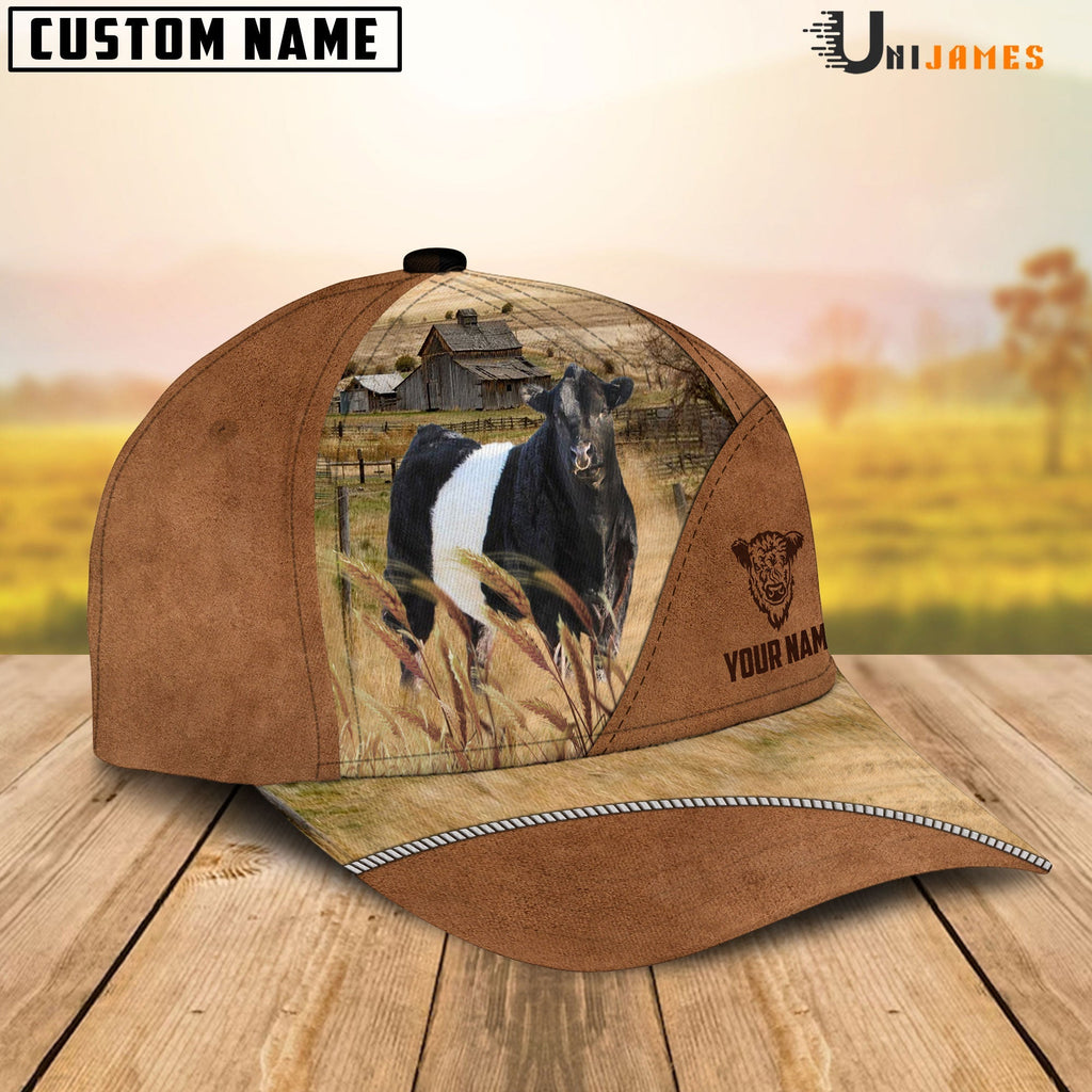 Belted Galloway Cattle Personalized Name Brown Farm Cap