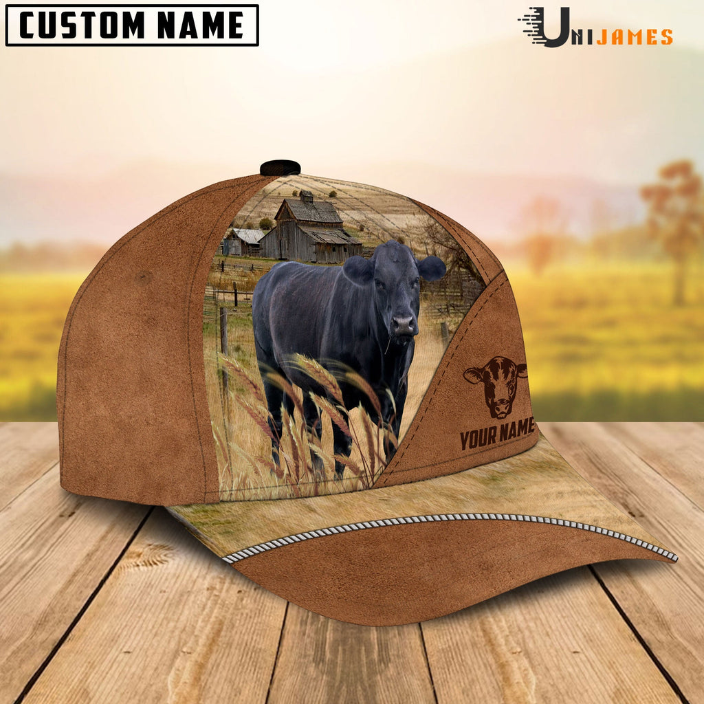 Black Angus Cattle Personalized Name Brown Farm Cap