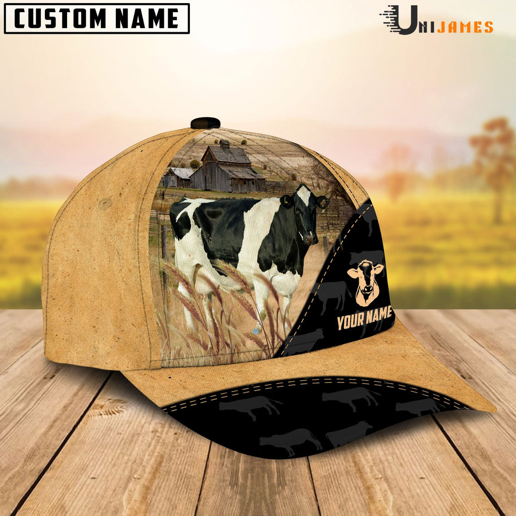 Holstein Cattle Black & Yellow Personalized Name Cap