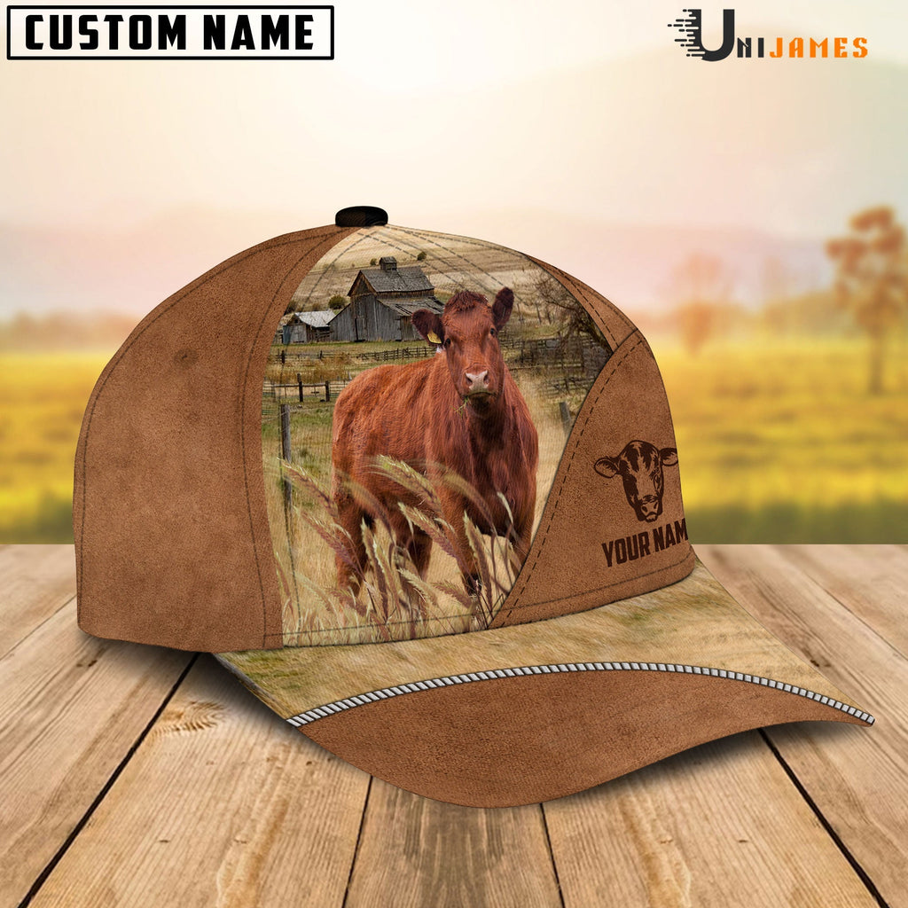 Red Angus Cattle Personalized Name Brown Farm Cap