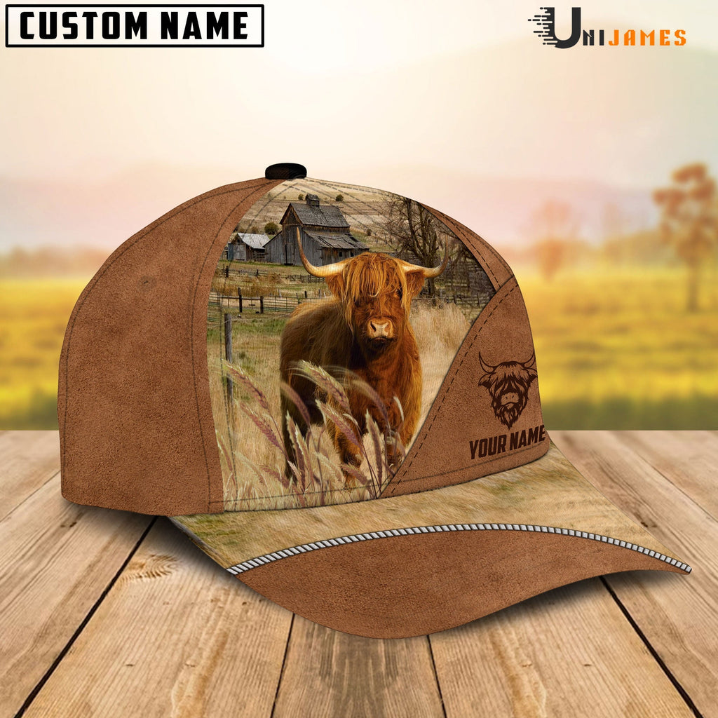 Highland Cattle Personalized Name Brown Farm Cap
