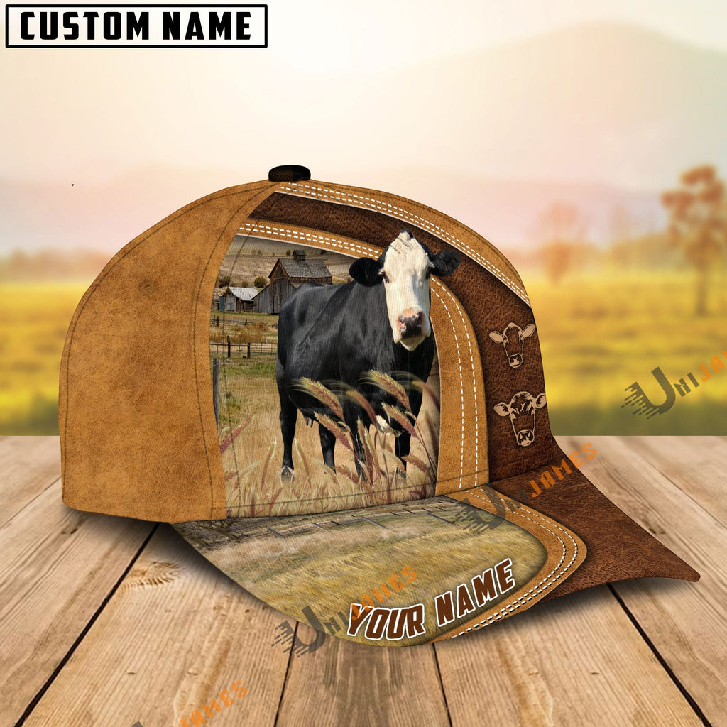 Black Baldy Ranch Lift Leather Pattern Customized Name Cap