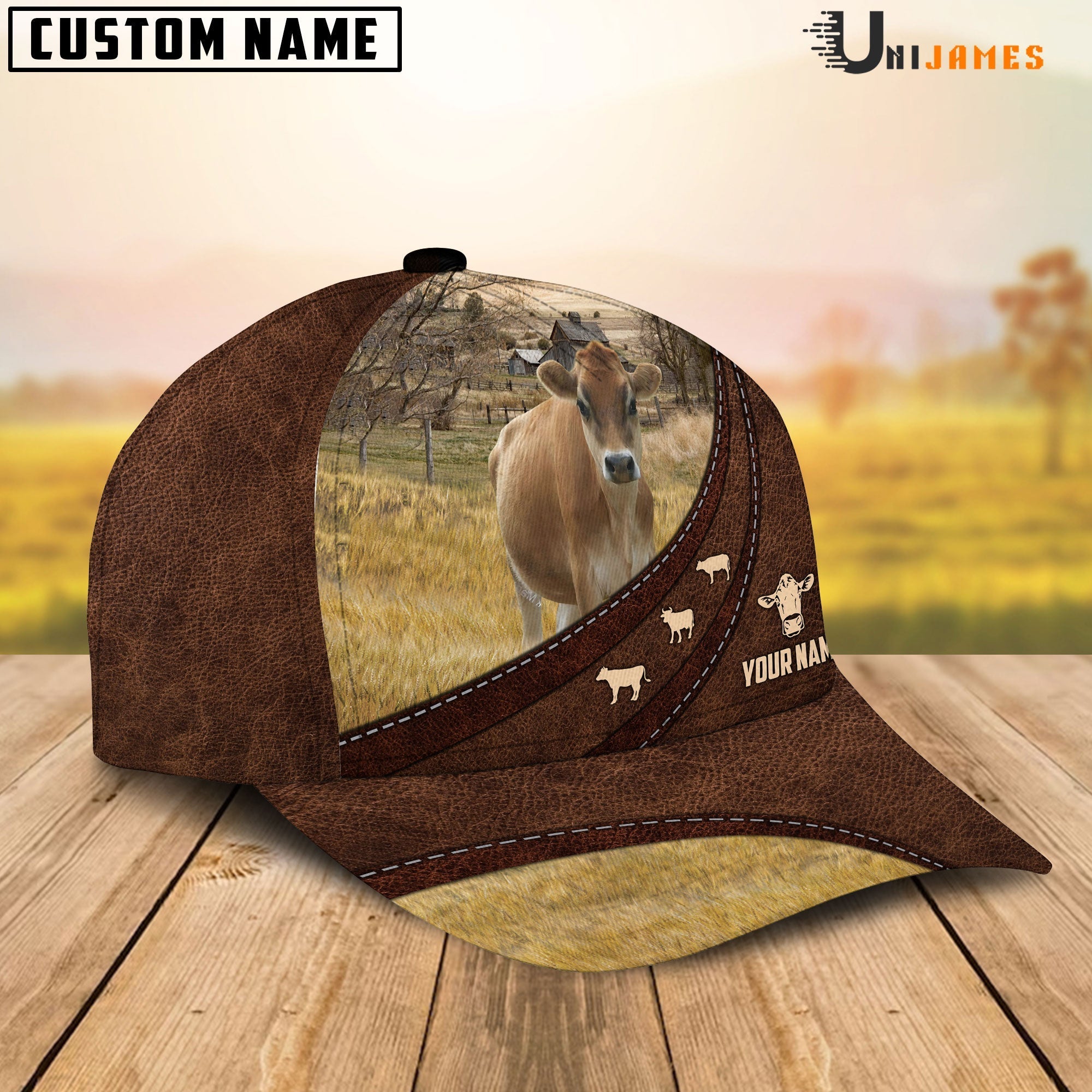 Jersey Amazing Farm Leather Pattern Customized Name Cap