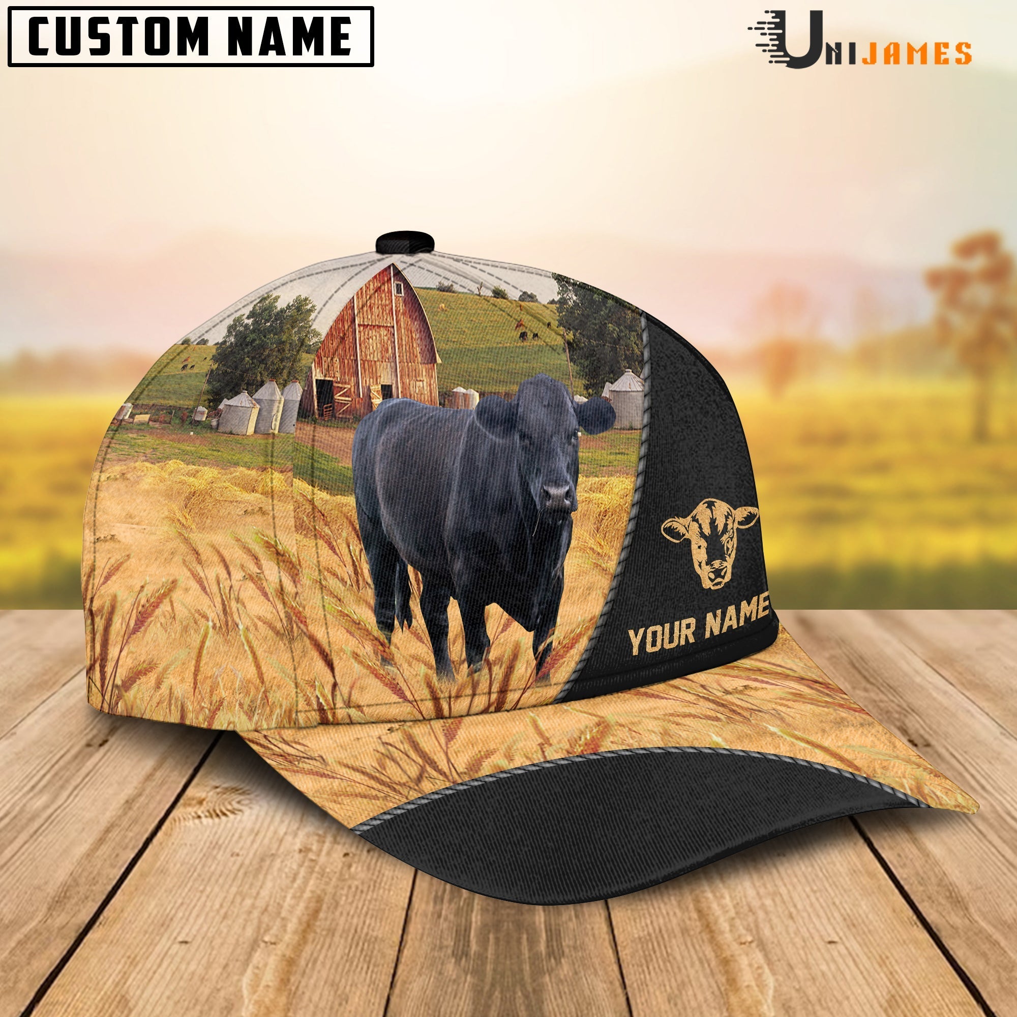 Black Angus Barn Farm Black Customized Name Cap
