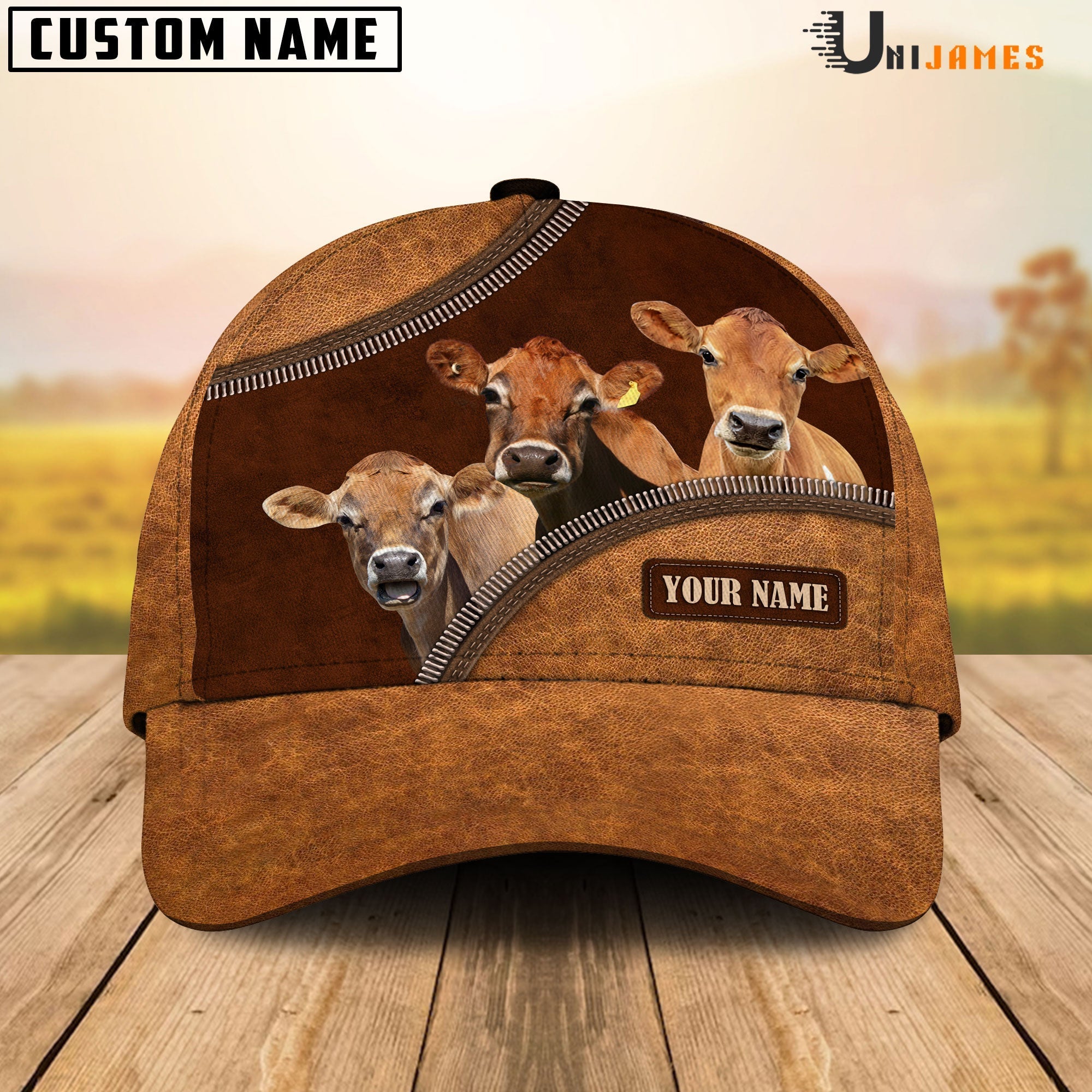 Jersey Happiness Leather Pattern Customized Name Cap