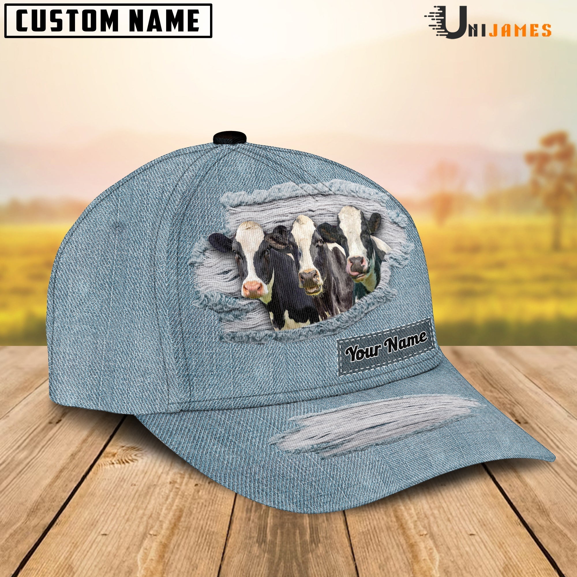 Holstein Jeans Style Pattern Customized Name Cap