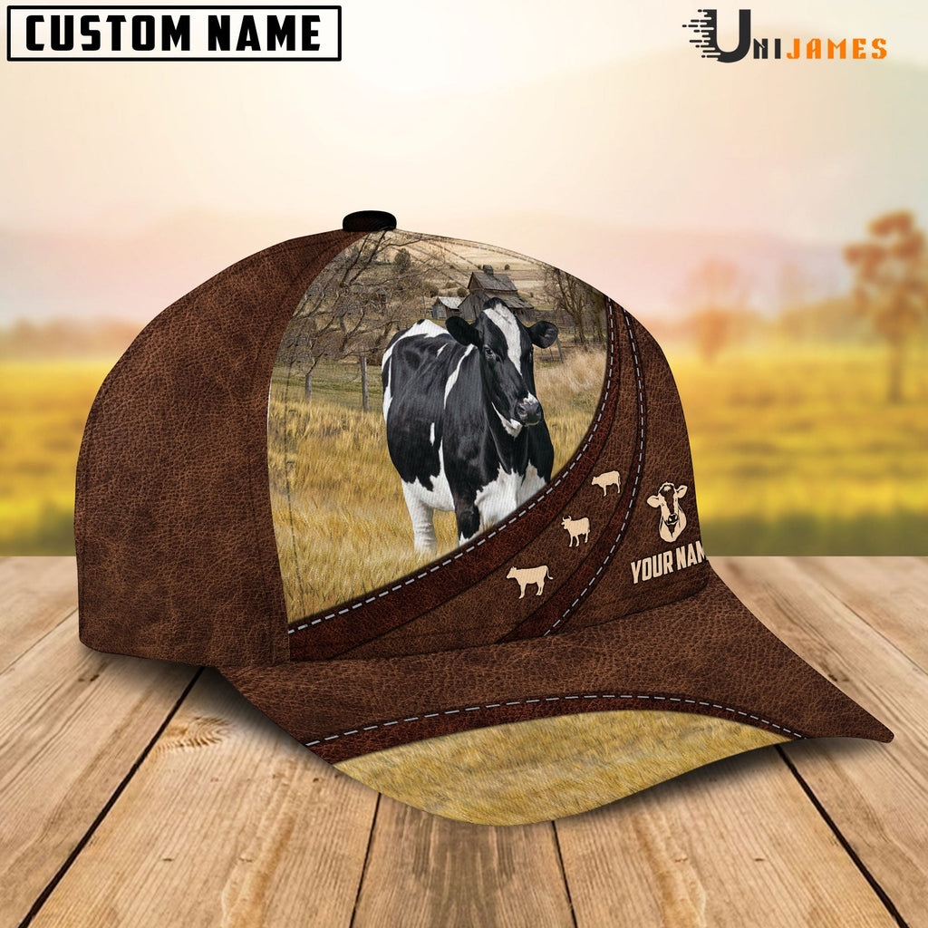 Holstein Amazing Farm Leather Pattern Customized Name Cap