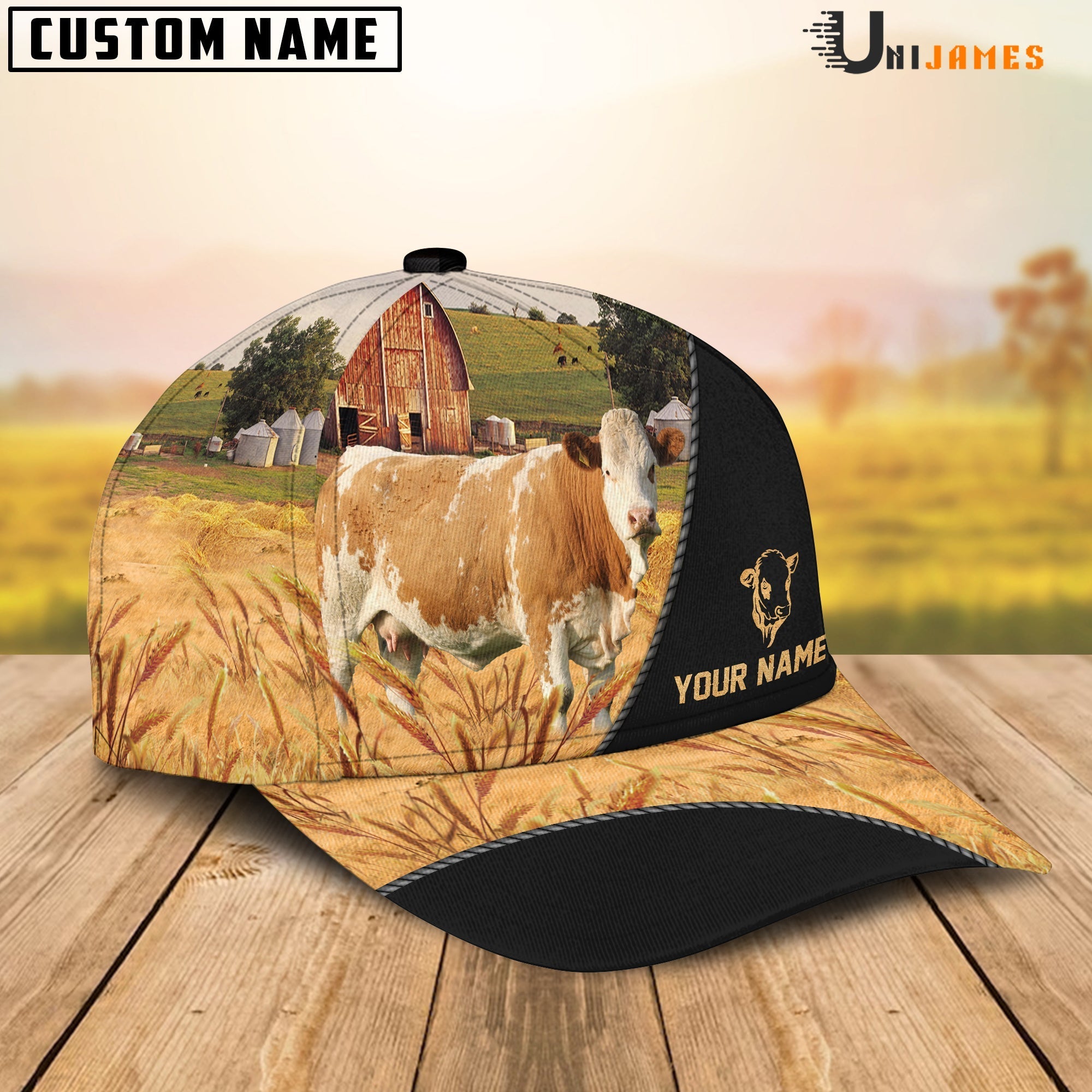 Simmental Barn Farm Black Customized Name Cap