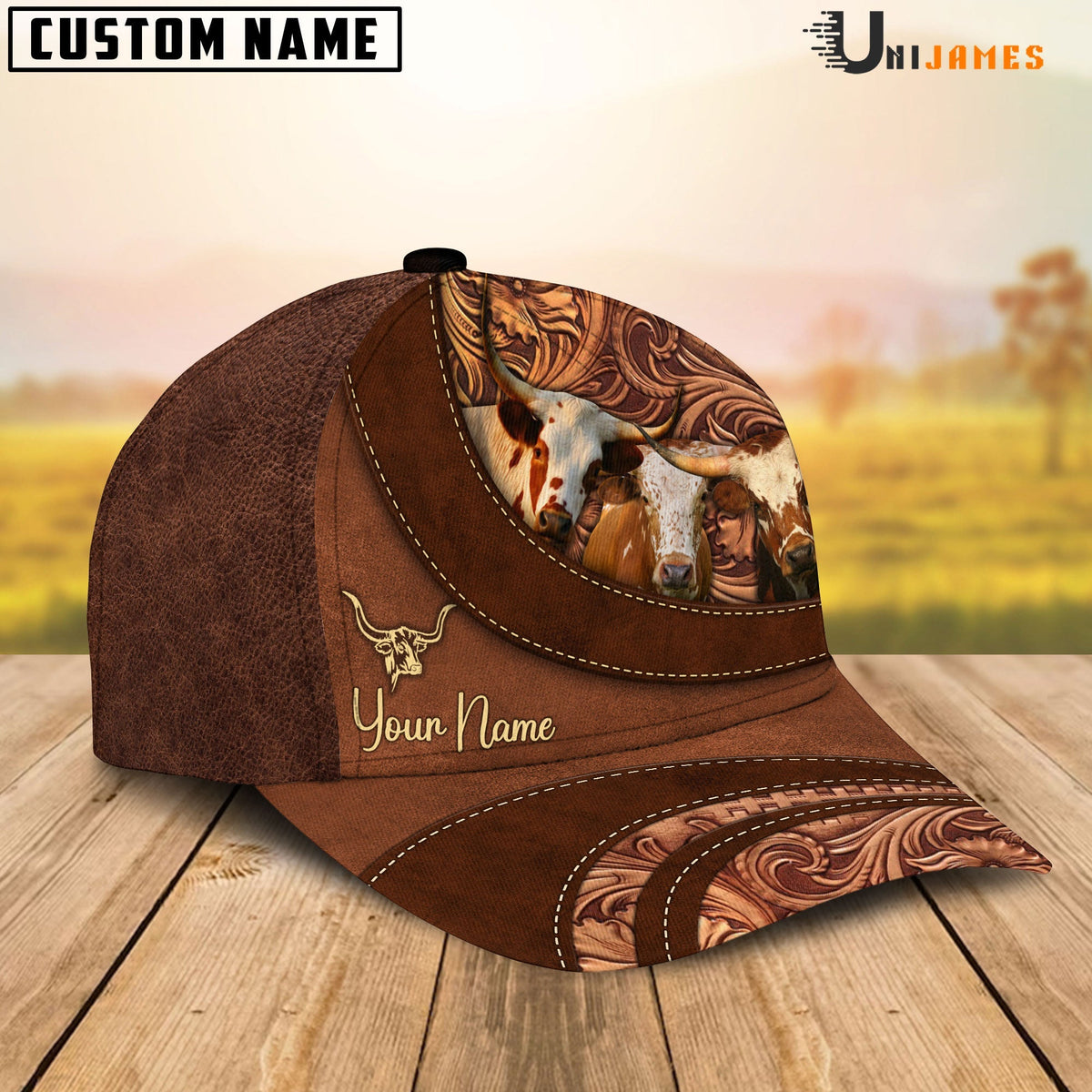 Texas Longhorn Farming Life Customized Name Cap