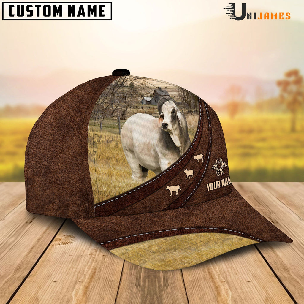 Brahman Amazing Farm Leather Pattern Customized Name Cap