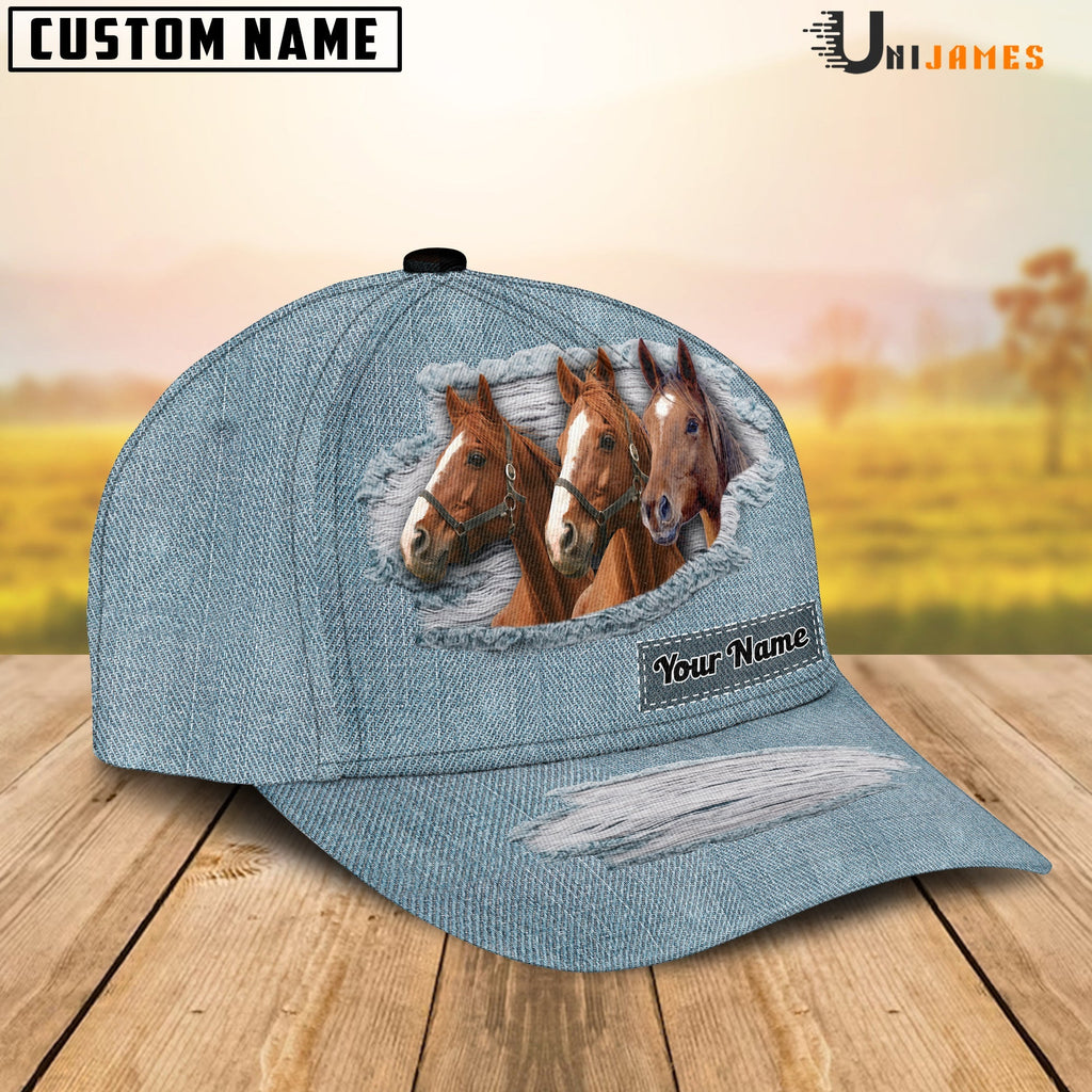 Brown Horse Jeans Style Pattern Customized Name Cap