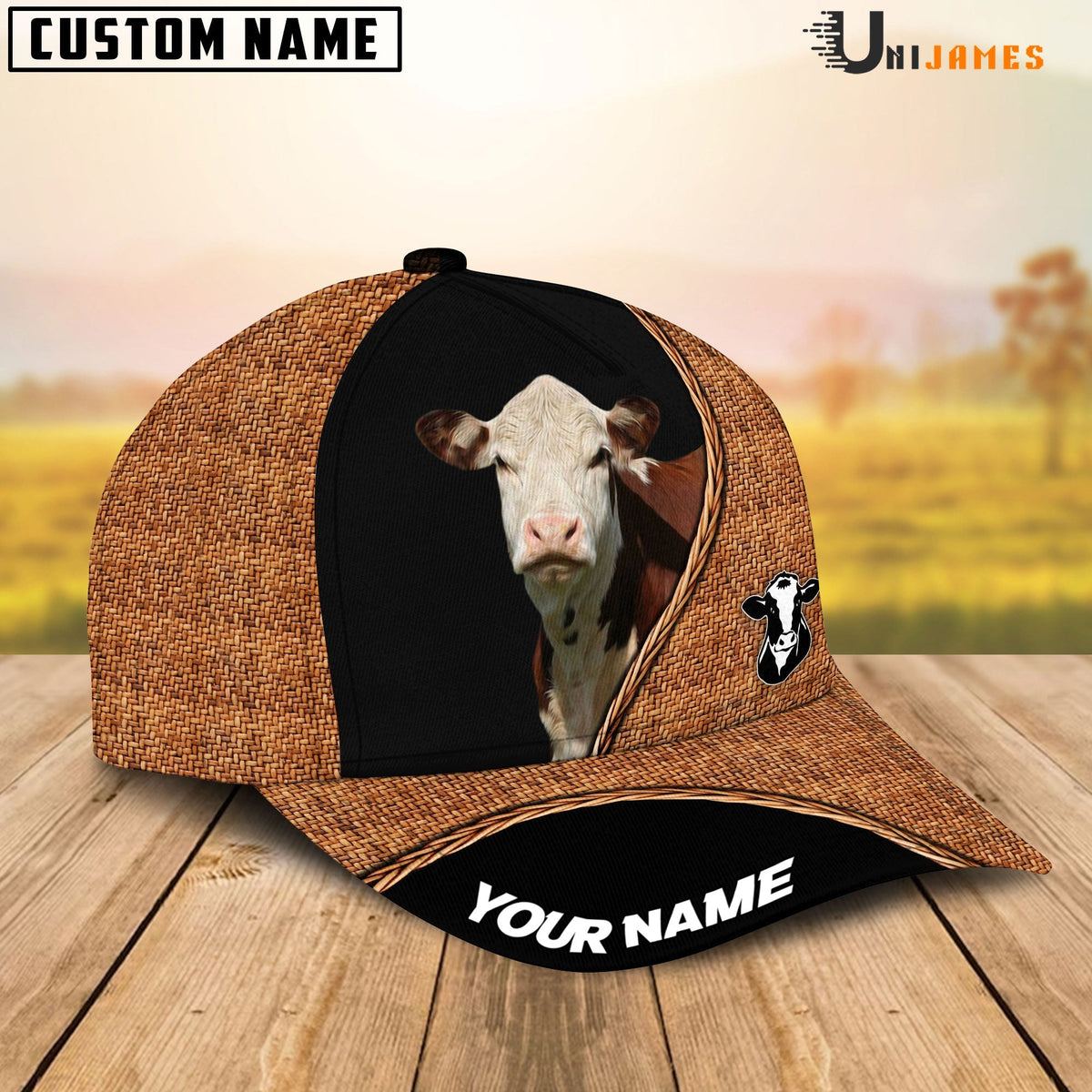 Hereford Rattan Pattern Customized Name Cap
