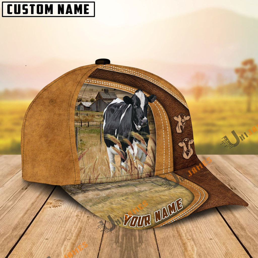 Holstein Ranch Lift Leather Pattern Customized Name Cap