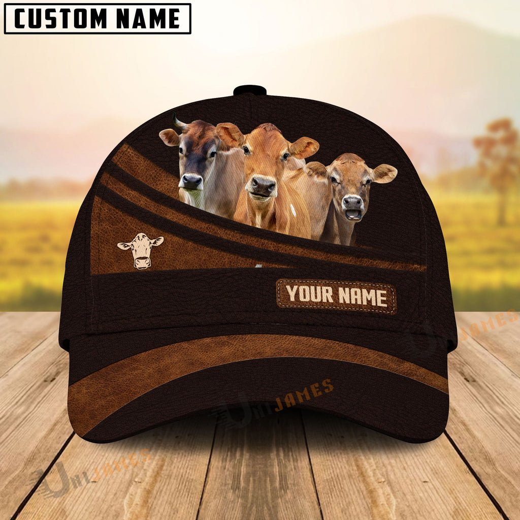 Jersey Farm Leather Pattern Customized Name Cap